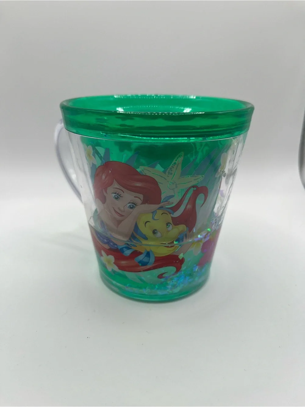 Vintage Disney Store Ariel Little Mermaid Glitter Shake Cup 6oz Plastic